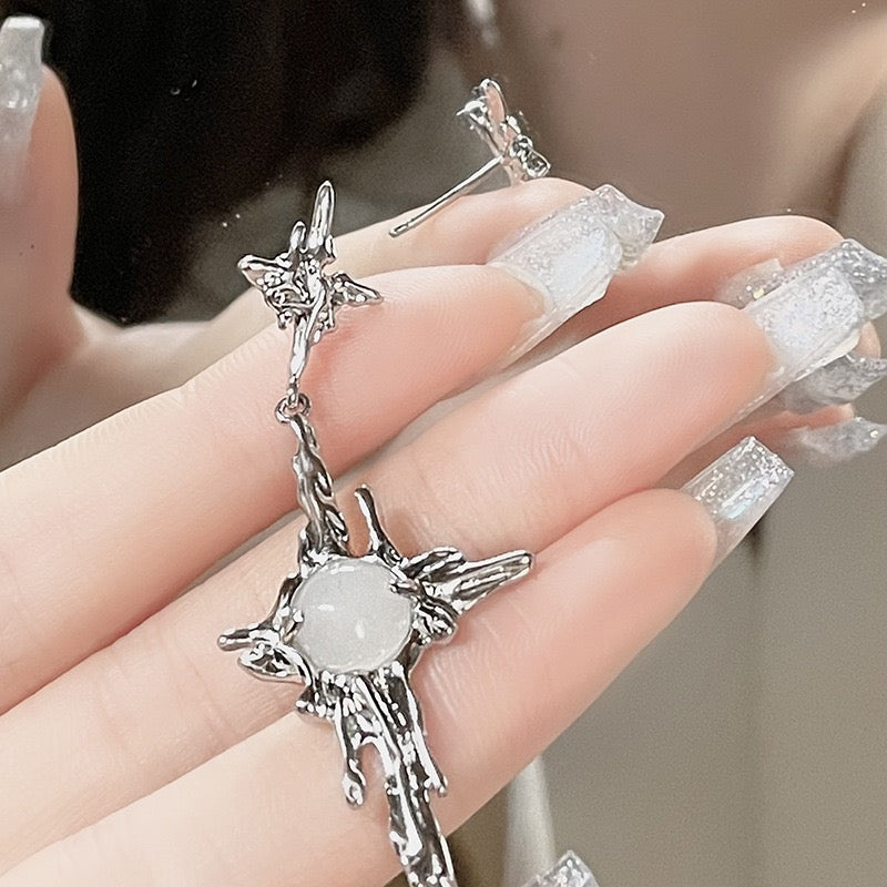 Moonstone Star Cross Earrings