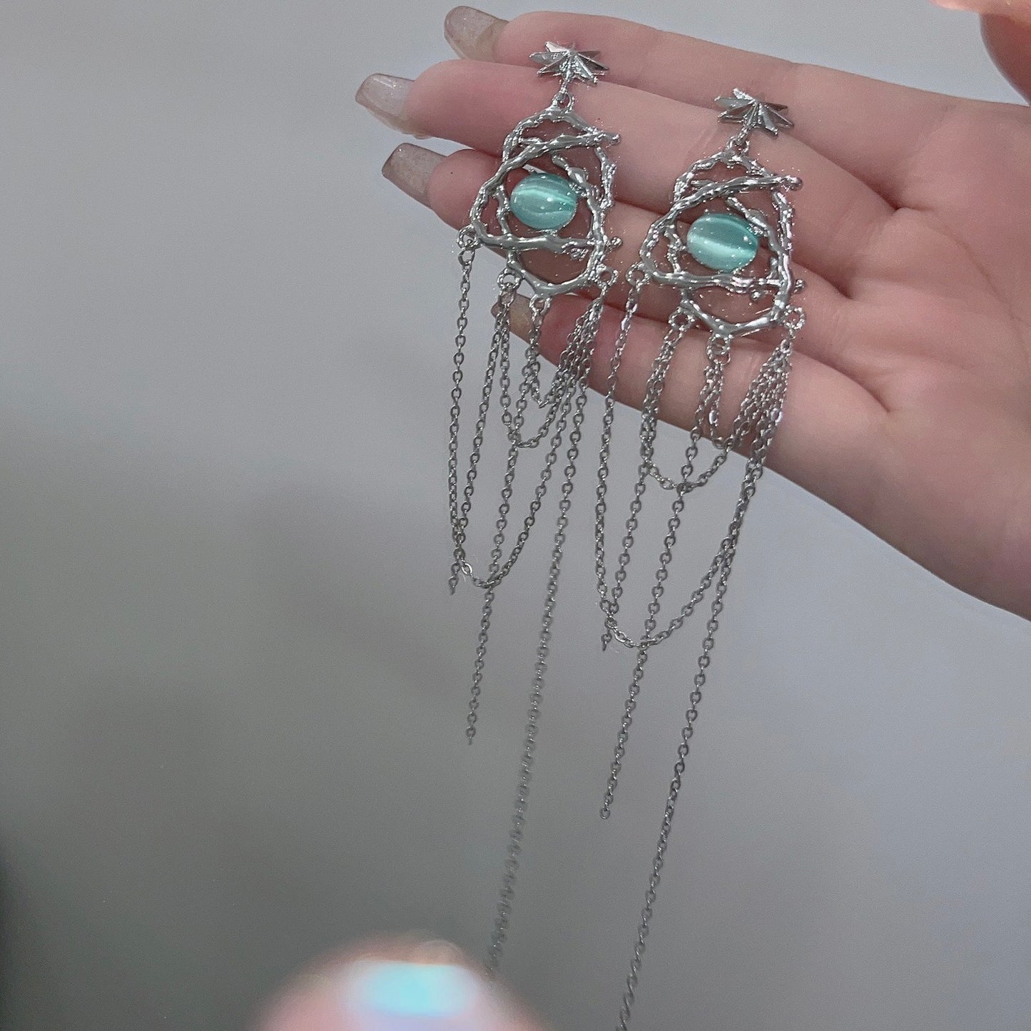 Entangled Jade Tassel Earrings