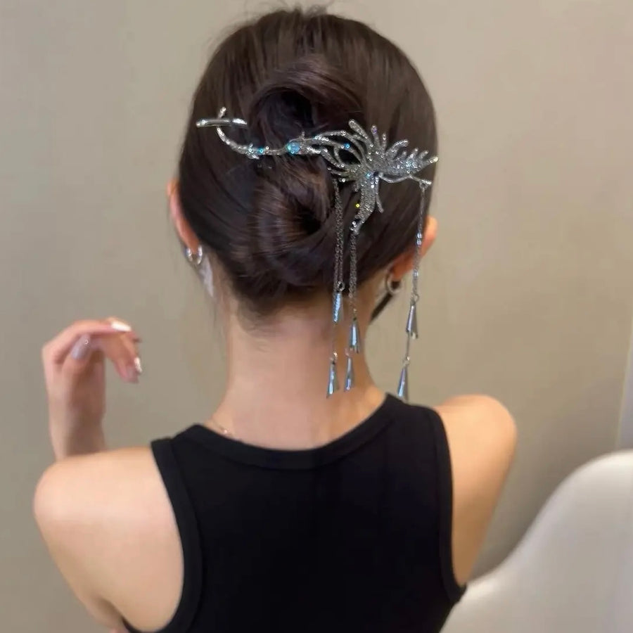 Blue Dimond Tassel Butterfly Hair Accessory